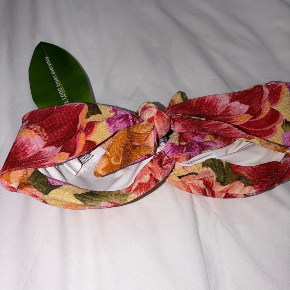 Farm Rio: Floral High-Waist Bikini Set in Yellow, Pink & Orange Blooms / Swim - Picture 3 of 6